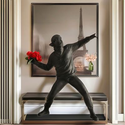 Résine de style Art Déco modèle vertical fleur jetant les garçons miroir croisé pour la décoration intérieure