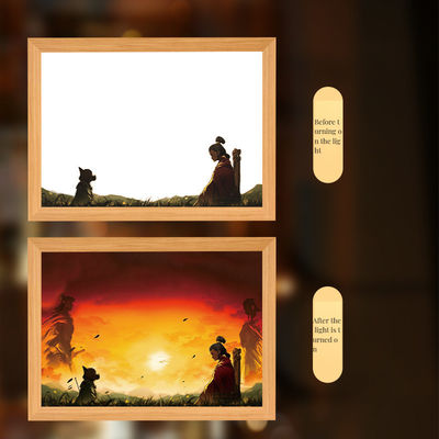 Voyage blanc vers l'ouest Le roi singe Peinture lumineuse avec impression UV et cadre en bois