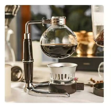 Machine à café à expresso à 3 tasses conviviale en acier inoxydable métallique avec système de siphon facile