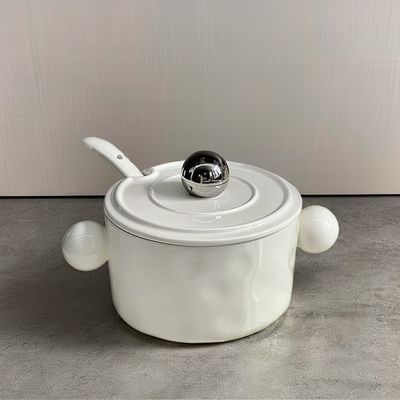 Soupe aux nouilles instantanées en céramique double oreille bol en forme de cœur avec impression élégante