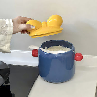 Pot d'assaisonnement multifonctionnel en céramique de cuisine avec écran filtre et conception d'impression