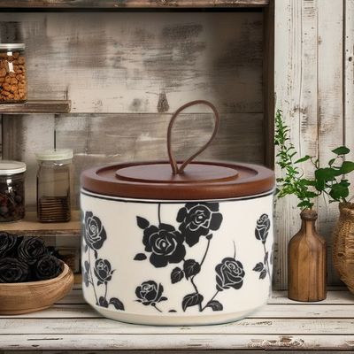 200 ml Retro Floral Pot de stockage en céramique pour la nourriture Thé scellé PC Design Plate et bol