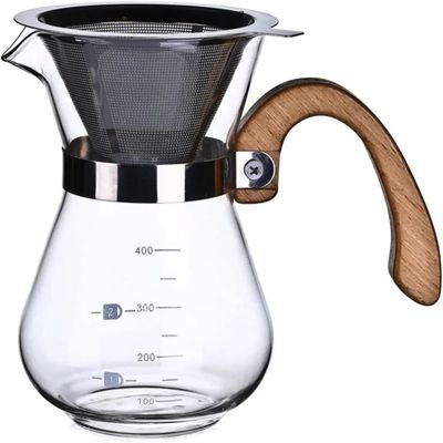 Production cafetière à haute borosilicate verre filtre à goutte à goutte pour café avec poignée et couvercle