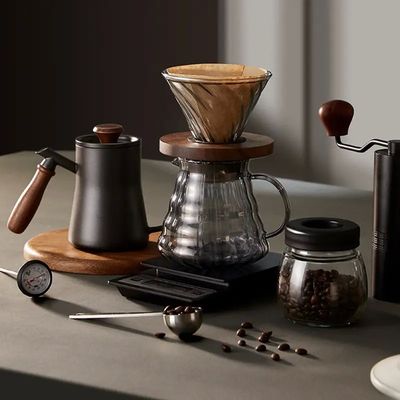 Production cafetière à haute borosilicate verre filtre à goutte à goutte pour café avec poignée et couvercle