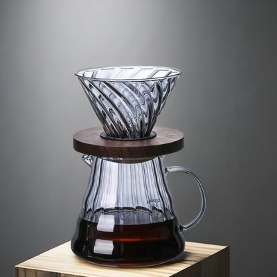 Cappuccino portable pour adultes avec support en bois et entonnoir en verre