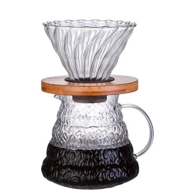 Filtre à main en verre borosilicate transparent Une cafetière avec bande de couvercle