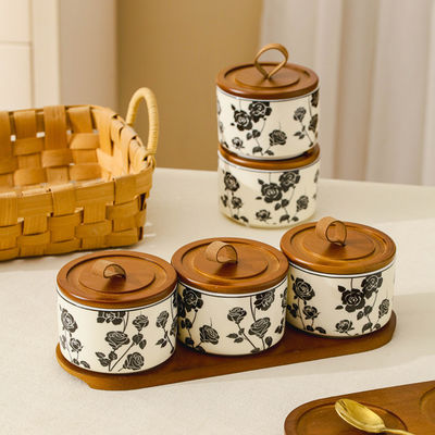 Bouteille en céramique florale de style antique pour le stockage de la cuisine et la décoration intérieure 200 ml Micro-ondes