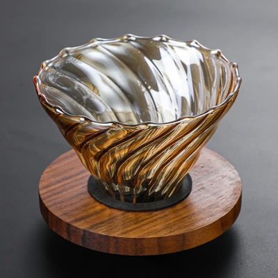 Serveur de café en verre borosilicate transparent avec infuseur de thé et gouttière à nuages d'or