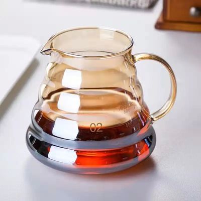 Serveur de café en verre borosilicate transparent avec infuseur de thé et gouttière à nuages d'or