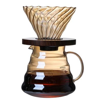 Serveur de café en verre borosilicate transparent avec infuseur de thé et gouttière à nuages d'or