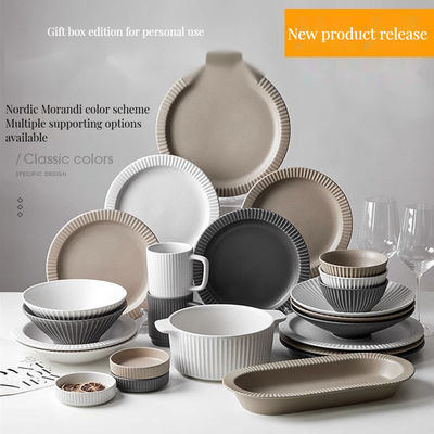 Plateaux de dîner jetables bols tasses avec design en relief dans le style nordique moderne céramique vitrée mate