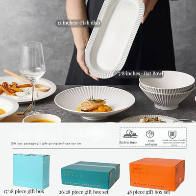 Plateaux de dîner jetables bols tasses avec design en relief dans le style nordique moderne céramique vitrée mate