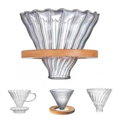 600 ml Partagez une cafetière en verre goutte à goutte avec poignée en bois résistante à la chaleur Versez sur la cafetière