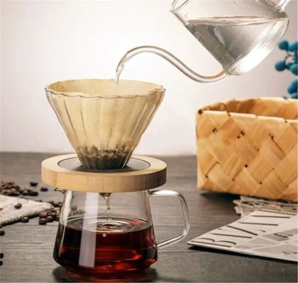 600 ml Partagez une cafetière en verre goutte à goutte avec poignée en bois résistante à la chaleur Versez sur la cafetière