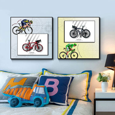 Couleur personnalisée Bicicle en alliage rétro moderne Peinture murale en cristal pour une chambre d'enfant élégante Décoration de chambre