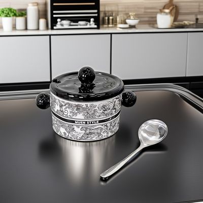 Bouteille en céramique à fleurs de pinellia de style américain et récipient alimentaire micro-ondes