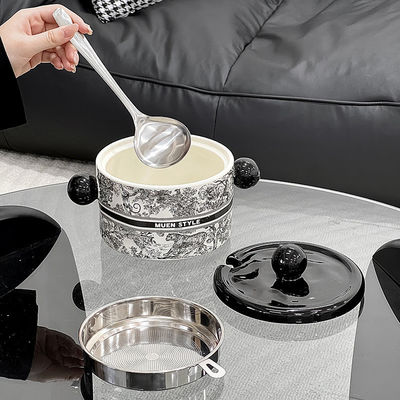 Ensemble de bols en céramique à rotondité avec couvercle Porcelaine Europe Container alimentaire micro-ondes Design Logo personnalisé