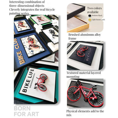 Home Office Hôtel décoration moderne vélo rétro Art mural suspendu avec mural de cristal