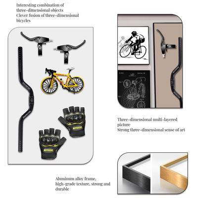 Le revêtement de verre en cristal contemporain moderne 3D art mural de vélo pour salon élégant