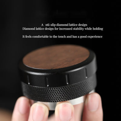 Taille réglable Espresso Tamper Bois de noix et base en aluminium pour une étanchéité parfaite