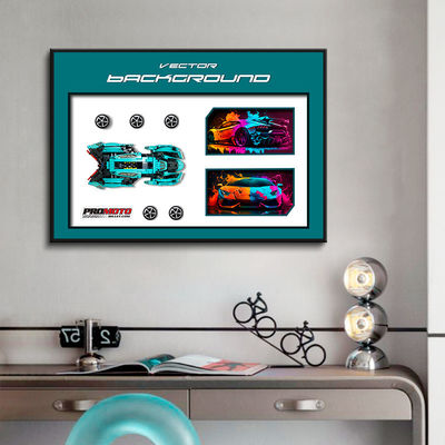 3D Crystal Glass Sports Car arrière-plan Art murale pour le salon Décoration de bureau