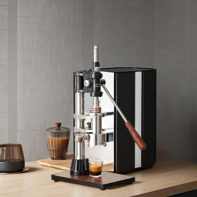 Machine à café à la maison avec logo laser noir Espresso Barista Outils et manomètre