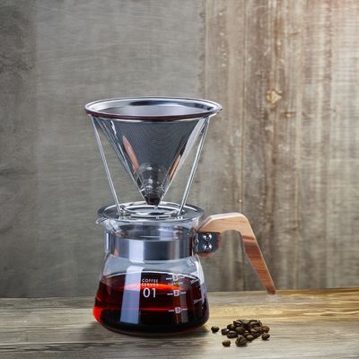 V6 verser sur des outils de café en acier inoxydable avec filtre à goutte à goutte en verre transparent