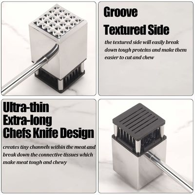 Un émolliteur de viande en acier inoxydable à 36 lames pour une saveur garantie