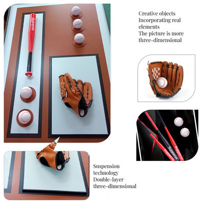 Art mural de base-ball tridimensionnel contemporain parfait pour la décoration de la maison à la mode