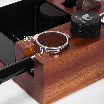 Outils de café de restaurant Multifonctionnel Boîte de frappe en bois avec support en acier inoxydable 58mm