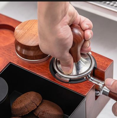 Outils de café de restaurant Multifonctionnel Boîte de frappe en bois avec support en acier inoxydable 58mm