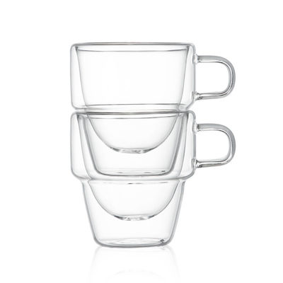 Design classique 150 ml tasses de café en verre transparent à double paroi pour les boissons chaudes et glacées