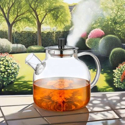 Modern Clear Glass Kettle Tea Cup Set avec une capacité de 1500 ml et un infuseur en acier inoxydable