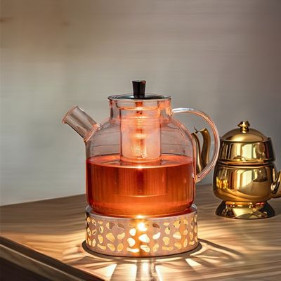Modern Clear Glass Kettle Tea Cup Set avec une capacité de 1500 ml et un infuseur en acier inoxydable