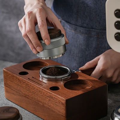 Dispenser de café en acier inoxydable écologique réglable en hauteur avec décoration en noix
