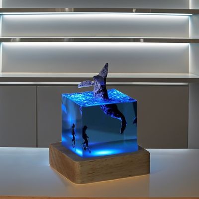 Lampe de nuit directe de l'océan résine atmosphère Tableau de lumière pour la chambre des enfants en bambou