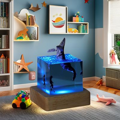 Lampe de nuit directe de l'océan résine atmosphère Tableau de lumière pour la chambre des enfants en bambou