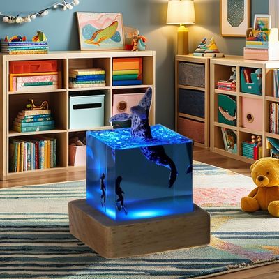 Lampe de nuit directe de l'océan résine atmosphère Tableau de lumière pour la chambre des enfants en bambou