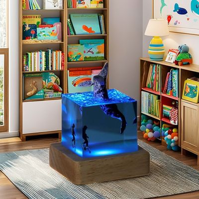 Lampe de nuit directe de l'océan résine atmosphère Tableau de lumière pour la chambre des enfants en bambou