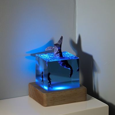 Lampe de nuit directe de l'océan résine atmosphère Tableau de lumière pour la chambre des enfants en bambou
