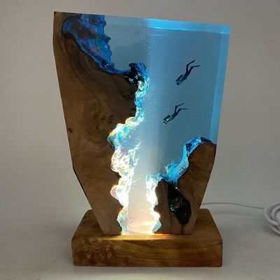 Lampe de nuit directe de l'océan résine atmosphère Tableau de lumière pour la chambre des enfants en bambou