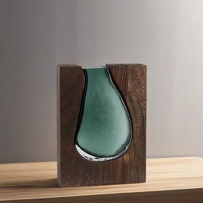 Vase en céramique de style ferme avec verre transparent et design d'anneau de donut