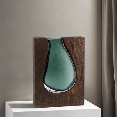 Vase en céramique de style ferme avec verre transparent et design d'anneau de donut