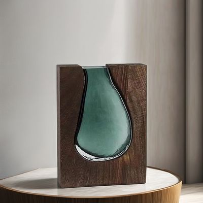 Vaisseau en céramique à la conception de fleurs séchées peintes à la main pour la décoration d'hôtel ou de bureau Art Déco moderne