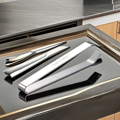 Pinces et pinces en bambou pour ustensiles en mélamine en acier inoxydable