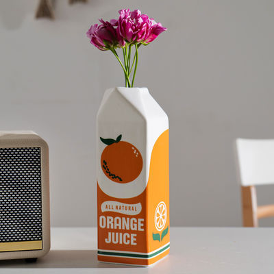 Petit vase hydroponique de table en céramique moderne en orange idéal pour la maison et le restaurant
