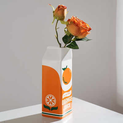 Petit vase hydroponique de table en céramique moderne en orange idéal pour la maison et le restaurant