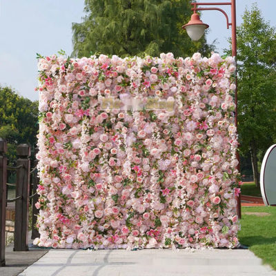 Paroi de fleurs en tissu 3D et plantes vertes simulées pour le mariage Saint-Valentin Noël