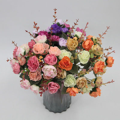 Beau bouquet d'automne de 21 roses de diamant colorées 30 cm Centre de fleurs artificielles pour les mariages