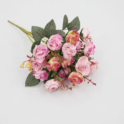 Bouquet d'automne de roses élégantes de 21 diamants Fleurs artificielles sèches pour la fête des mères Décoration de mariage et de Noël